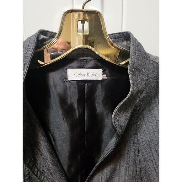 Calvin Klein Dark Gray Short Sleeve Button Down Denim Sheath Dress Career Sz. 10 - Picture 3 of 9